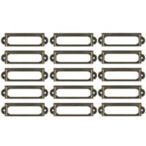 Ede Sollbry Lot de 50 porte-étiquettes métalliques marron pour meubles, tiroirs, armoires, bureaux, étagères et bibliothèques
