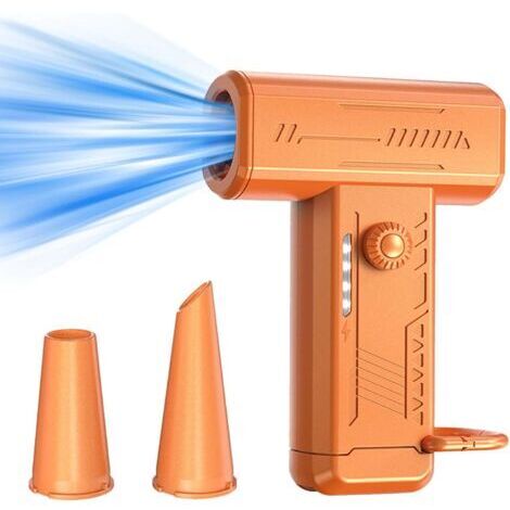 Ede Souffleur d'air comprimé avec lampe torche pour le camping, 130 000 tr/min et 3 vitesses de ventilation pour le nettoyage des ordinateurs, de la maison et de la voiture (orange)