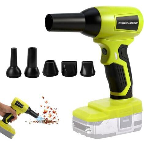 Ede Souffleur de feuilles sans fil, nettoyeur de poussière portable sans balais, avec 5 buses pour terrasse, chambre et maison (batterie Ryobi 18V non incluse)