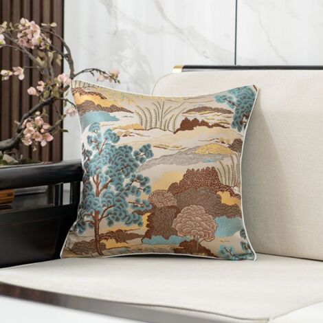 Ede Taie d'oreiller simple Champagne Floral 30x50 Housse de coussin douce en jacquard à motif paysage pour canapé de salon