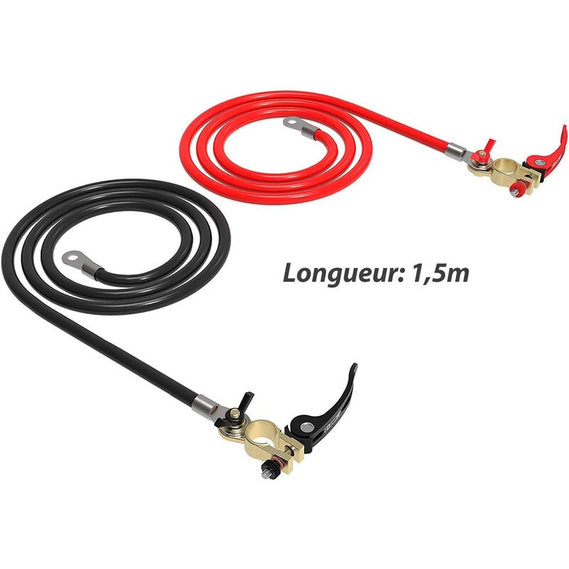Edecoa - Batteriekabel 25mm2 1.5m Stellen Sie 2 Positive und Negative Kabel ein - 100% ofc Kupfer Batteriekabel 1.5m 25mm2 und Batterieadapter 2
