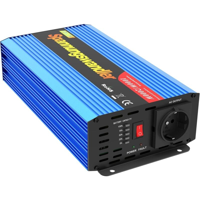 Edecoa - Convertisseur 24v 220v Convertisseur de Tension 1200w Onde sinusoïdale modifiée avec écran lcd et câbles 24v 230 Onduleur