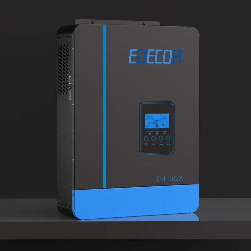 Edecoa - Onduleur Hybride (hors réseau) 24v 3000w mppt 80A 3.2KVA/3000W Convertisseur 220v Pur Sinus Chargeur Solaire avec Chargeur de Batterie,