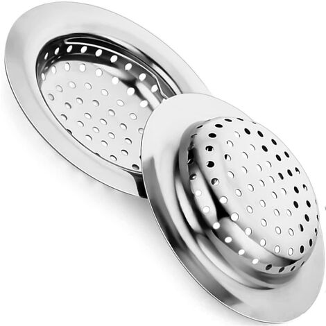 Edelstahl-Abflussschutz, Abfluss-Spülbeckenfilter, 11 cm Siebkorb mit Griff, 2 Stück