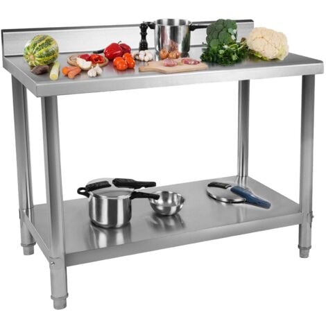 Edelstahl Arbeitstisch Edelstahltisch Küchentisch Aufkantung Gastro 120 x 70 cm - Silbern