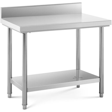 Edelstahl Arbeitstisch Edelstahltisch Zerlegetisch 100 x 60 cm Aufkantung 114 kg - Blau, Dunkelgrau, Weiß, Grau