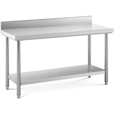 Edelstahl Arbeitstisch Edelstahltisch Zerlegetisch 150 x 60 cm Aufkantung 159 kg - Silbern