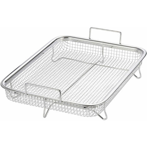 Edelstahl Backofen Grillkorb - 32 x 23 cm - Metall Ofen Pommesgitter Backkorb Grillgitter Gitterkorb mit Griffen spülmaschinenfest