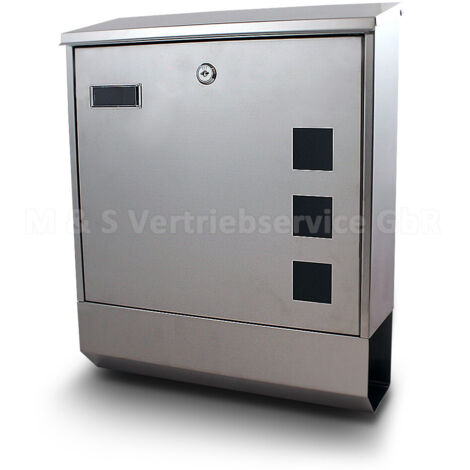 Edelstahl Briefkasten Postkasten Mailbox Letterbox mit Zeitungsrolle Eckig