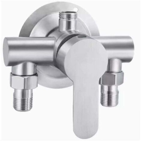 Edelstahl-Duscharmatur mit Schalter, G1/2-Gewinde, 304 Warm- und Kaltwassermischer, Wandmontage, Metallgriff