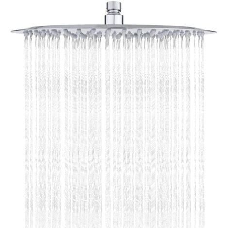 Edelstahl-Duschkopf – Wassersparende Dusche, 30 cm runder Duschkopf, universeller Regenduschkopf mit 1/2-Zoll-Gewinde, 360° drehbar, 30° neigbar, einfach zu installieren und zu reinigen