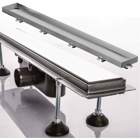 Edelstahl Duschrinne, 600mm, befliesbar Abdeckung Fliese befliesbar, komplett Set inkl. Dichtvlies