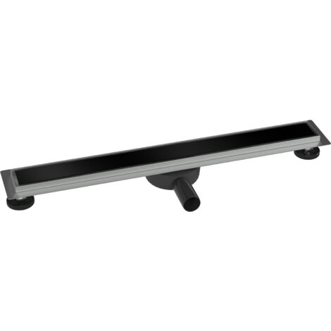 Edelstahl Duschrinne Bernstein FlexGL01-3 für Duschkabine inkl. Ablaufblende Glas schwarz Länge 70 cm