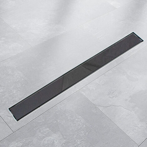 Edelstahl Duschrinnen Ablaufrinnen Bodenablauf Duschrinne Duschablauf Glas Schwarz (70cm)