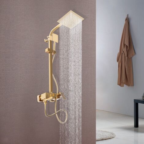 Edelstahl-Duschsystem Regendusche Duschset mit Handbrause Gold
