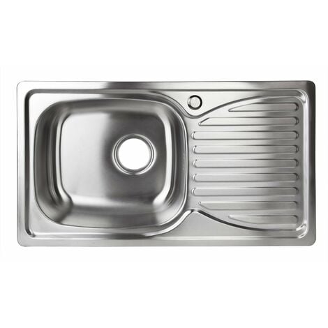 Edelstahl Einbauspüle Hemera L Waschbecken Küchenspüle links rechteckig mit Ablage rechts Spülbecken