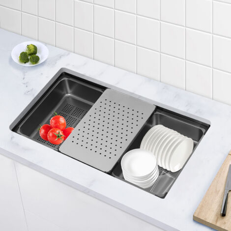 Edelstahl Einbauspüle Küchenspüle Spülbecken Wasserhahn Armatur Wasserfallspüle