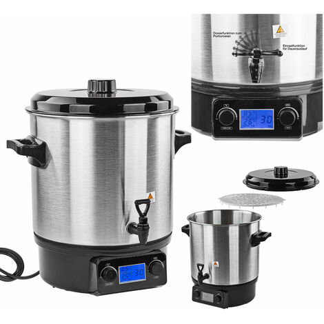 DENNER-EDITION Edelstahl Einkochtopf DEA2000DX Einkochautomat Einkocher 27L 2000W 30-100Grad