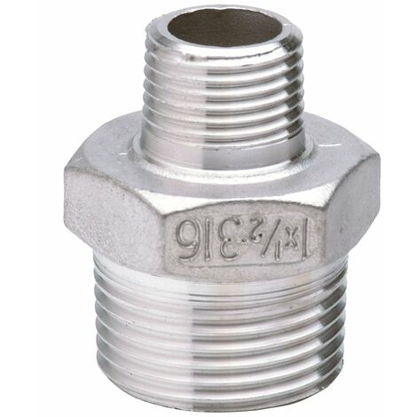 Edelstahl Fitting Reduziernippel 3/4 x 1/2 Zoll Übergangsnippel