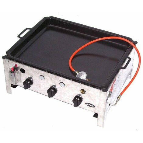 EDELSTAHL GASBRÄTER 10 kW 3 flammig GASGRILL BRÄTER GRILL BBQ Grillwagen Pfanne Set 3