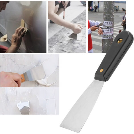 Edelstahl-Gipsabzieher mit ergonomischem grauen Griff zum Streichen und Tapezieren