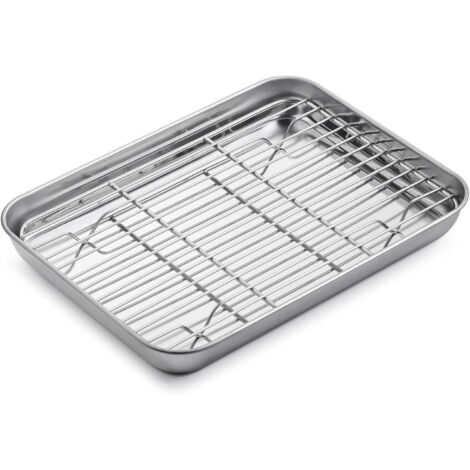 Edelstahl-Grillplatte mit Rost, 40 × 30 × 2,5 cm, spülmaschinenfest, für den privaten und gewerblichen Gebrauch, 1 Stück