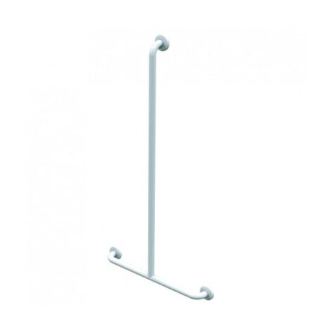 Edelstahl-Handlauf mit Epoxidbeschichtung, mit Duschhalter, weiß, 600x1200 mm, D32 mm