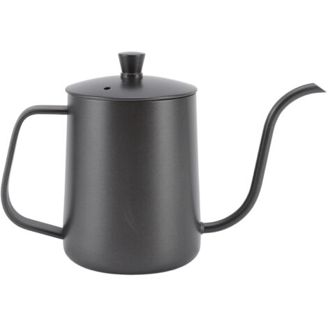Edelstahl-Kaffeekessel mit feinem Ausguss, 600 ml Fassungsvermögen, schwarze PTFE-Beschichtung, ideal für die manuelle Kaffeezubereitung