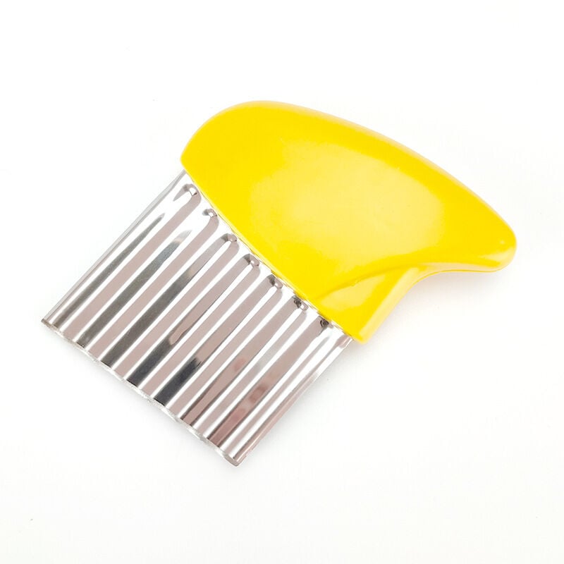 1 Stück Edelstahl Kartoffelchips Slicer Gemüseteig Obst Falten Schneidemesser Kartoffelschneider Pommes Frites Cutter (Gelb) | 08300021014331 1 Stück Edelstahl Kartoffelchips Slicer Gemüseteig Obst Falten Schneidemesser Kartoffelschneider Pommes Frites Cutter (Gelb) | 08300021014331