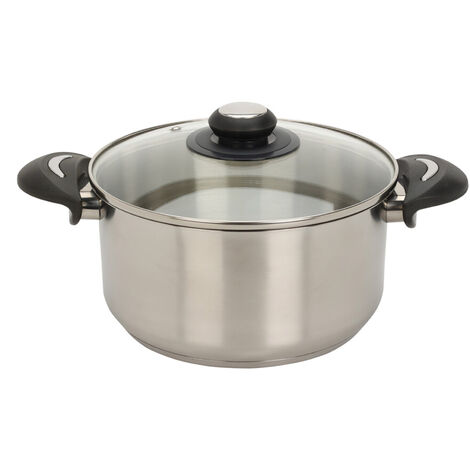 Edelstahl Kochtopf mit Glasdeckel - 3,5 L / 22 x 17,5 cm - Universal Küchentopf mit Griffen - Topf für Nudeln Kartoffeln Suppen Eintopf für alle Herdarten spülmaschinenfest