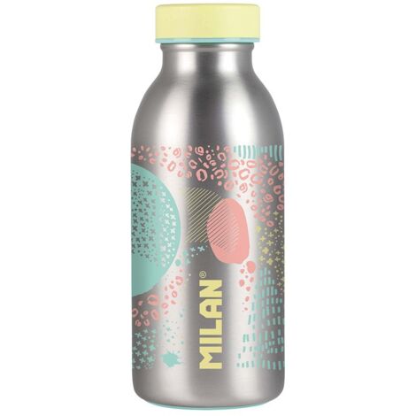 Edelstahl-Kühlflasche 354ml Serie Silber, gelb milan