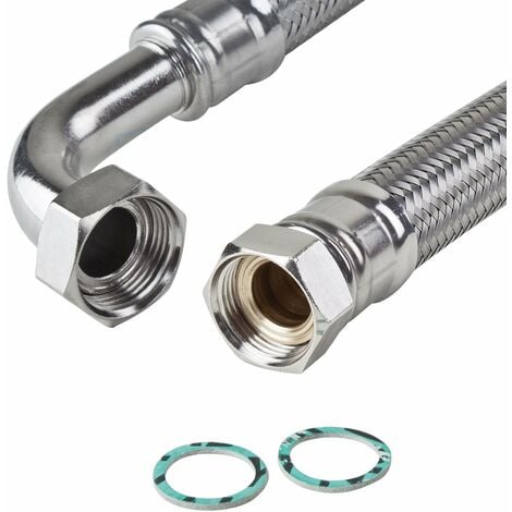 TUCAI Edelstahl Panzerschlauch 1/2" Zoll Bogen Winkel 50cm 500mm DN13