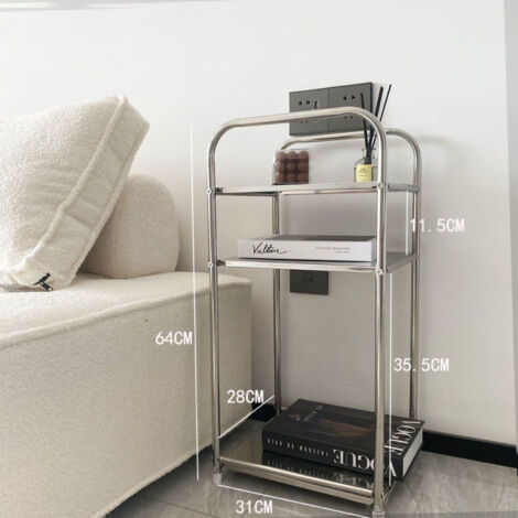 Edelstahl-Regal, Modell RS300, 3 breite Ablagen, robust und leicht zu reinigen, für Badezimmer oder Schlafzimmer, Maße 31 x 28 cm
