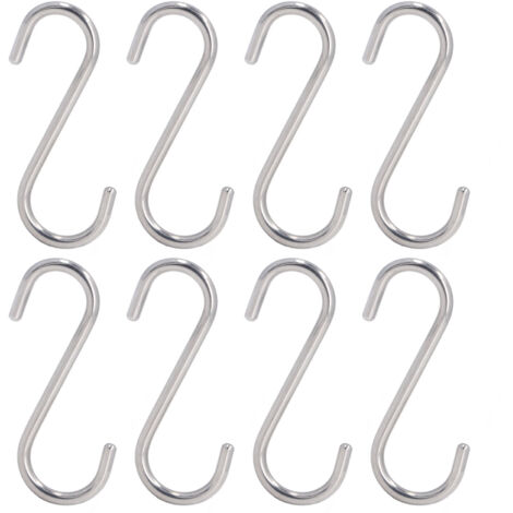 Edelstahl-S-Haken, rostfrei, schlicht und tragbar, für Küche oder Bad, Set mit 8 robusten S-Haken