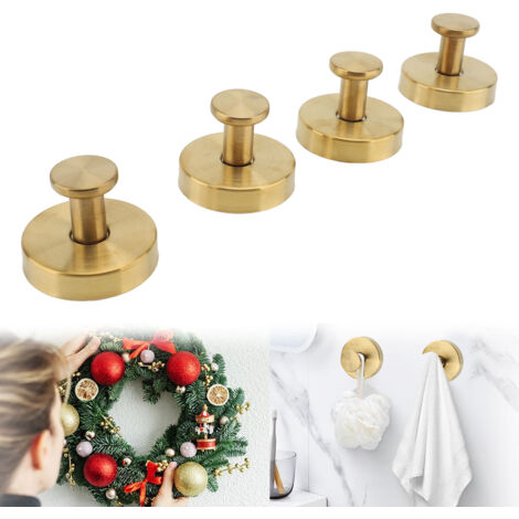 Edelstahl-Saugnapfhaken [4-teiliges Set] – Wasserfeste Wandhalterung für Bad und Küche, Tragkraft 5 kg, poliertes Golddesign