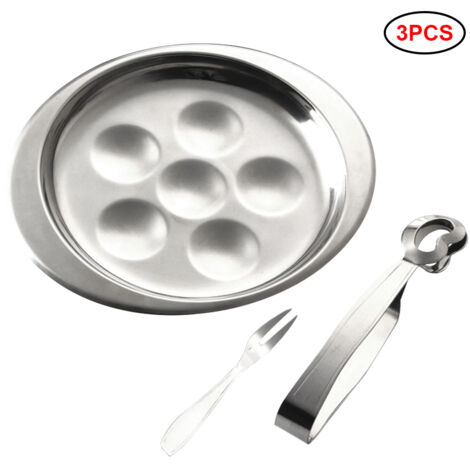 Edelstahl-Schneckenteller-Set mit Fächern und Besteck
