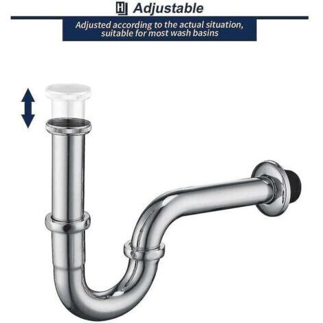 Edelstahl-Siphon, Chrom-Siphon, Siphon mit Waschbecken-Dichtung, Geruchssperre