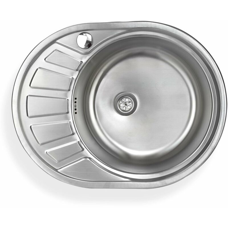 Edelstahl Spüle rechts Edelstahlspüle Einbauspüle Küchenspüle rund Ablage