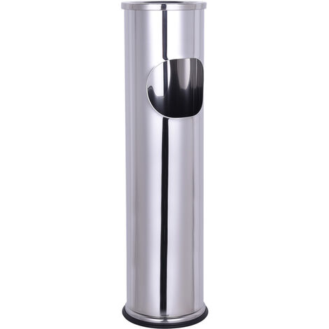 Edelstahl Stand Aschenbecher - 56 x 14 cm - Freistehender Arscher mit integriertem Mülleimer