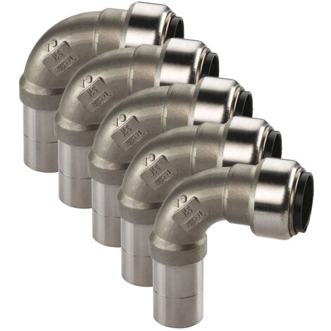Edelstahl Steckfitting Tectite Bogen 90° 22 mm innen-außen lösbar DVGW Set 5 Stück