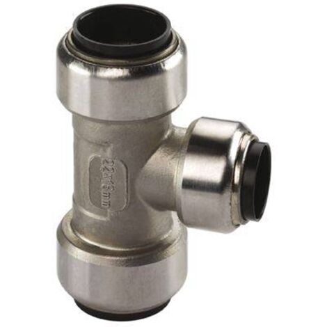 Edelstahl Steckfitting Tectite T-Stück Mittelabgang reduziert 22 x 18 x 22 mm DVGW 2 Stück