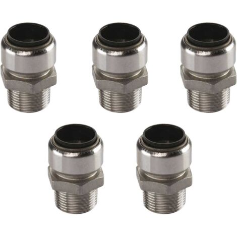 Edelstahl Steckfitting Tectite Übergangsverschraubung Außengewinde 22 mm - 1/2" DVGW 5 Stück