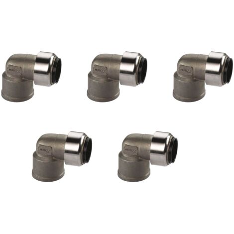 Edelstahl Steckfitting Tectite Übergangswinkel 90° Innengewinde 18 mm - 1/2" DVGW 5 Stück