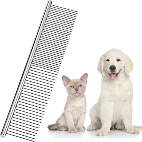 Edelstahl-Tierkamm, Tierpflegekamm, Hundekamm mit runden Zinken