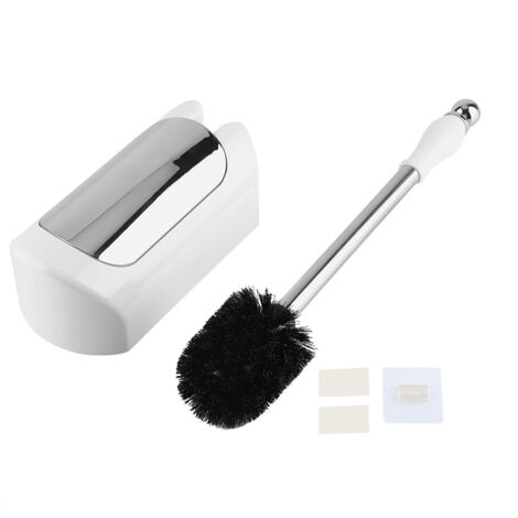 Edelstahl-Toilettenbürste mit Wandhalterung – Toilettenreinigungszubehör (Weiß)
