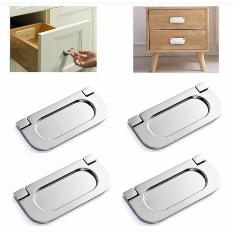 Edelstahl Unsichtbare Griffe Silber Schrank Schublade Schrank Kleiderschrank Zubehör - Mit Schrauben (75 mm) Küchenschrank Türgriffe, 4 Stück