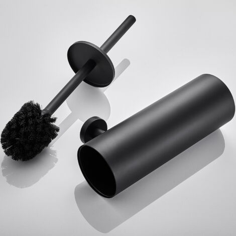 Edelstahl WC-Bürste und Behälter Toilettenbürsten Toilettenbürstenhalter WC-Garnitur Klobürste mit Längere Griff Schwarze