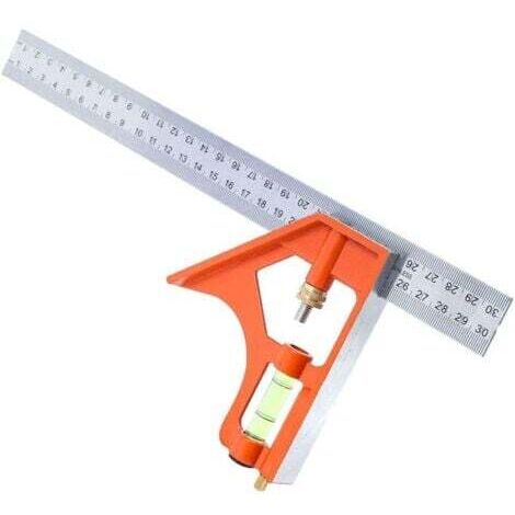 Edelstahl-Winkelmesser, verstellbarer Kombinationswinkel 45/90 Grad, multifunktionaler Universal-Kombinationswinkel 300 mm 12 Zoll, Farbe Orange