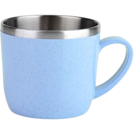 Edelstahlbecher mit wiederverwendbarem Strohhalm für heiße und kalte Getränke (Blau)