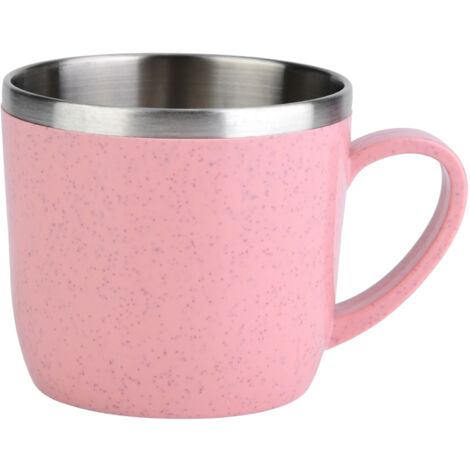 Edelstahlbecher mit wiederverwendbarem Strohhalm für heiße und kalte Getränke (Pink)